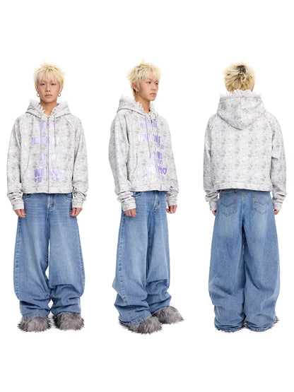 Print Lace-Trimmed Sweatshirt【s0000014094】
