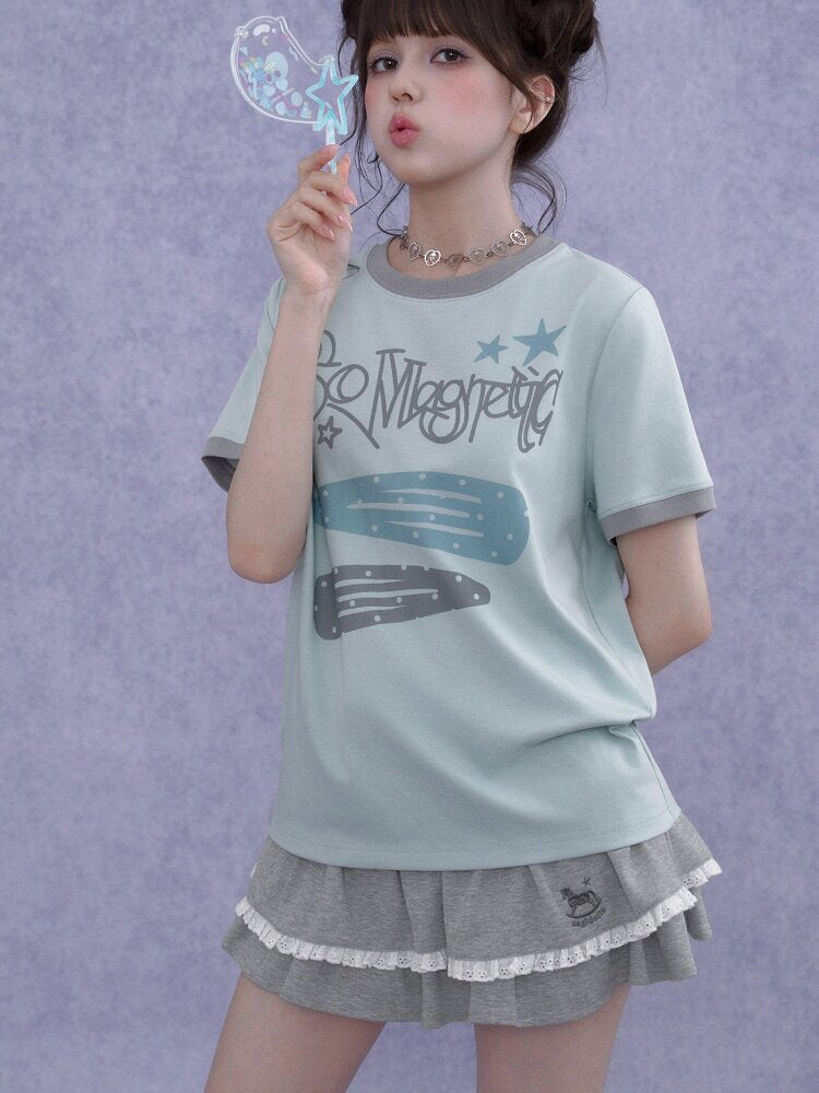 Print Crew Neck Short Sleeve T-Shirt【s0000016646】