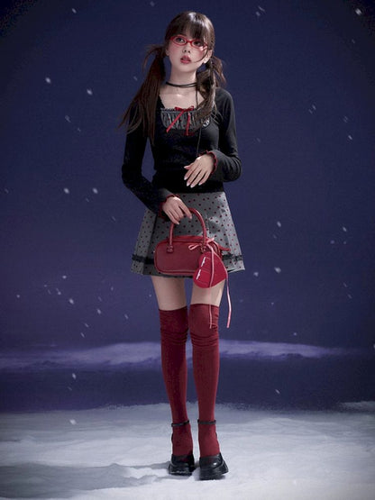 Red Sweetheart Patchwork Top【s0000011657】