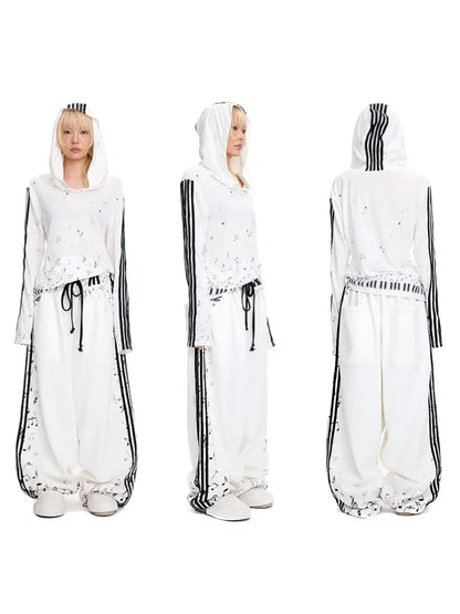 Piano Note Print Pullover Long-Sleeve Sweatshirt【s0000014100】