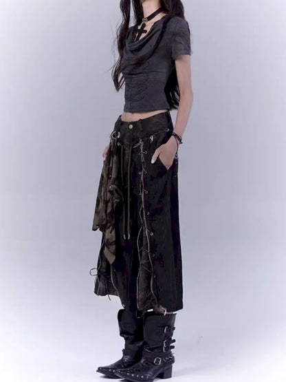 Openwork cross print lace T-shirt【s0000012847】