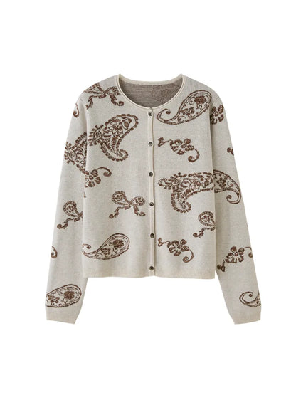 Jacquard Lightweight Long-Sleeve Soft-Fit Knit Cardigan【s0000014064】