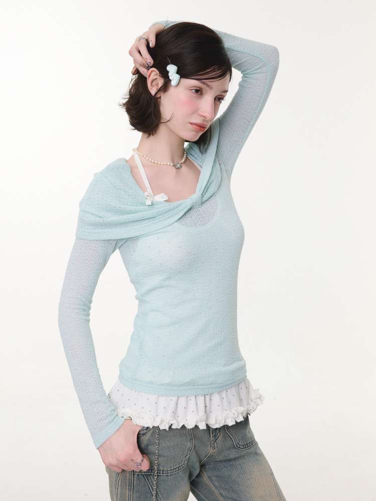 Soft Cloud Knot Slim Knitted Top【s0000015426】