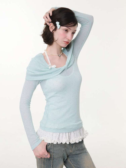 Soft Cloud Knot Slim Knitted Top【s0000015426】