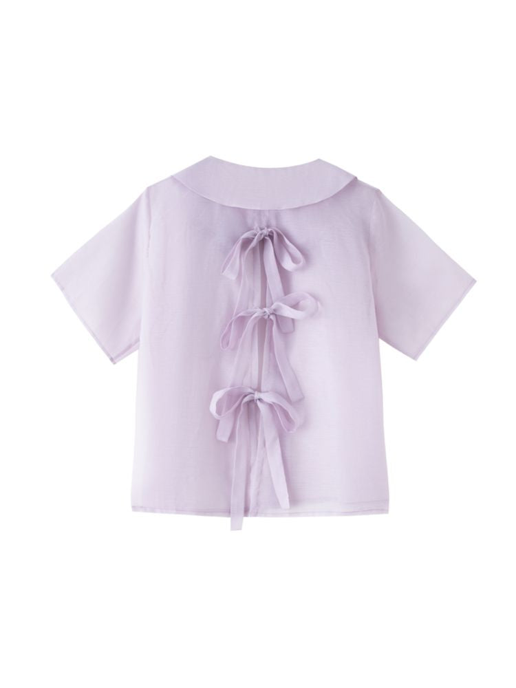 French retro tie shirt【s0000013586】