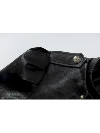 Stand Collar Ultra-Short Leather Jacket【s0000013950】