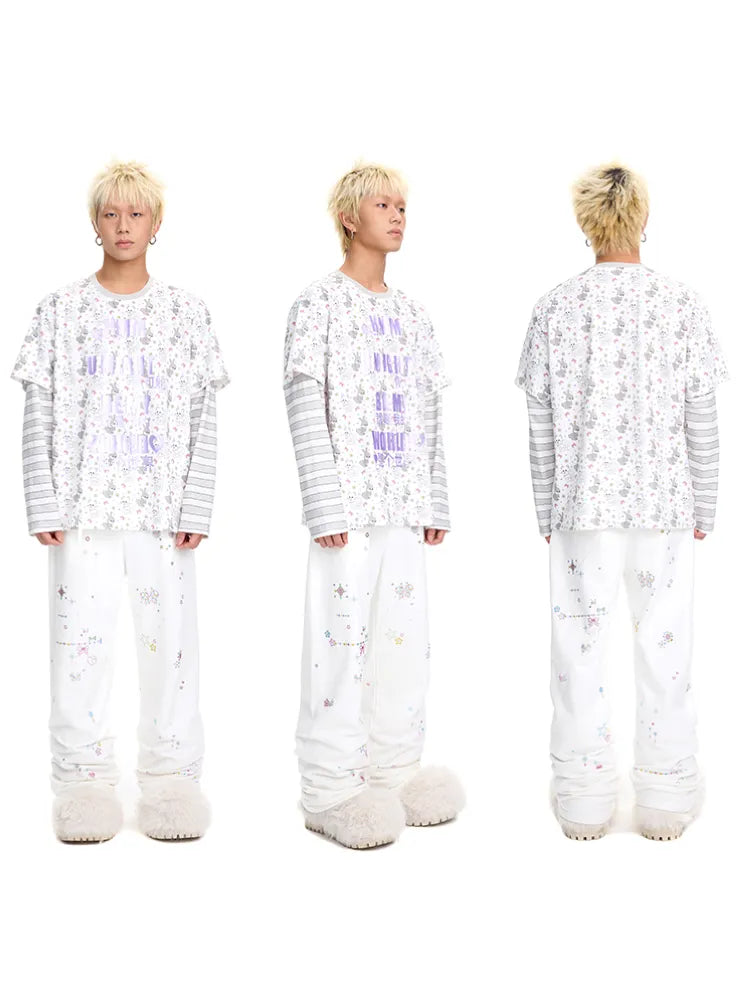 Print Two-Piece Style Long-Sleeve T-Shirt【s0000014093】