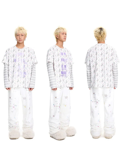 Print Two-Piece Style Long-Sleeve T-Shirt【s0000014093】