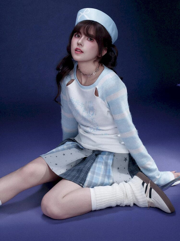 Star Gummy Splicing Pleated Skirt【s0000015438】