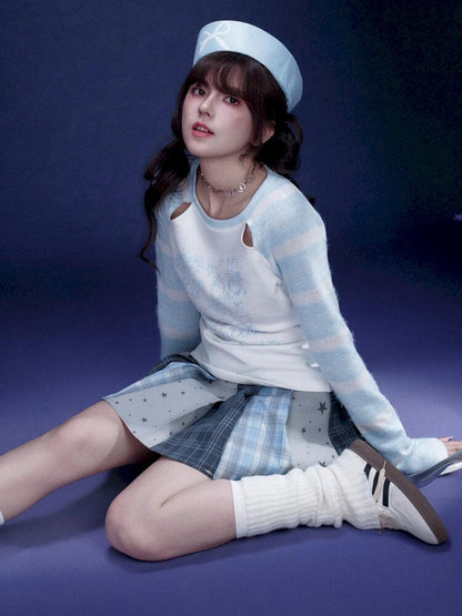 Star Gummy Splicing Pleated Skirt【s0000015438】