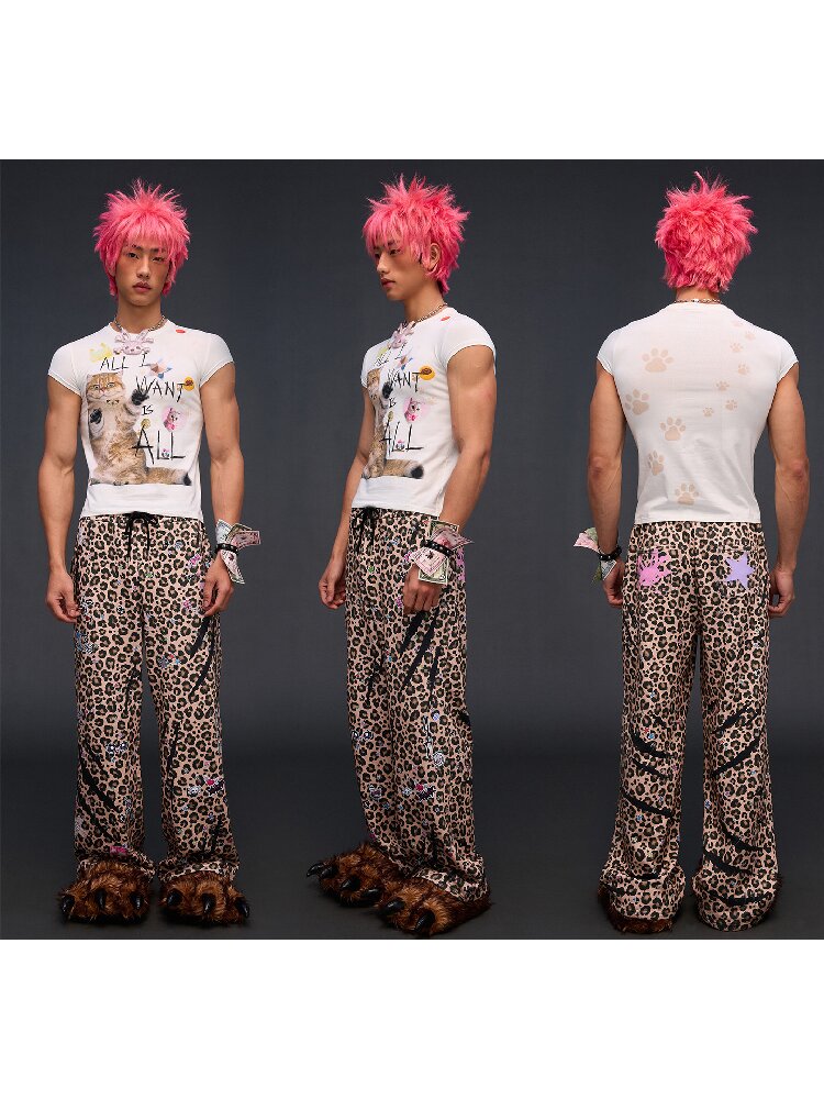 Cat Print Slim Fit T-Shirt【s0000017027】