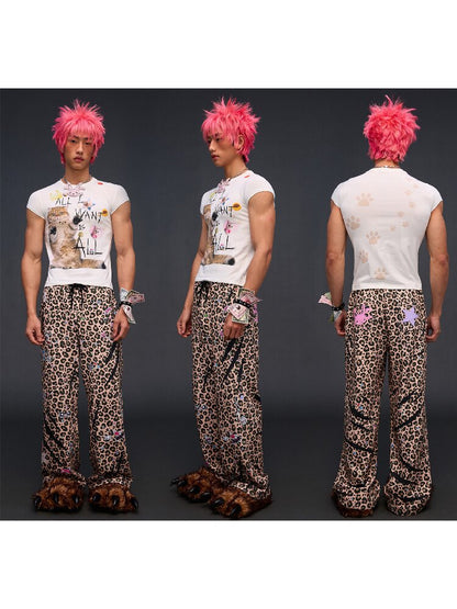 Cat Print Slim Fit T-Shirt【s0000017027】