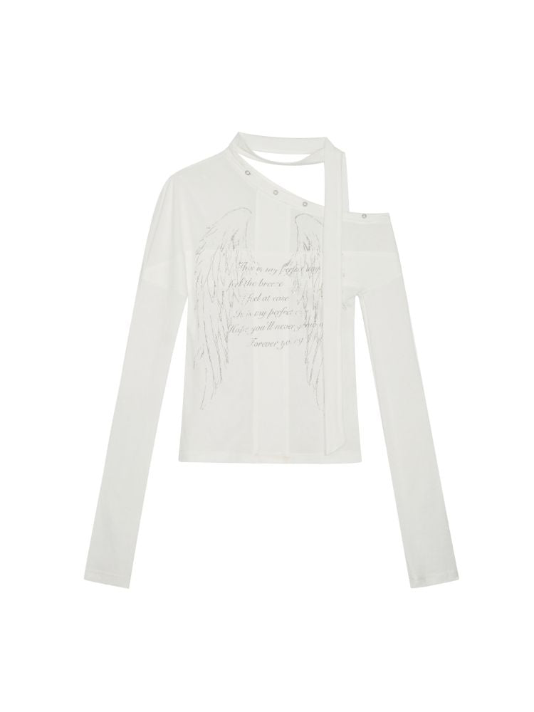 Cross Print Long Sleeve Knit Slouchy T-Shirt【s0000013892】