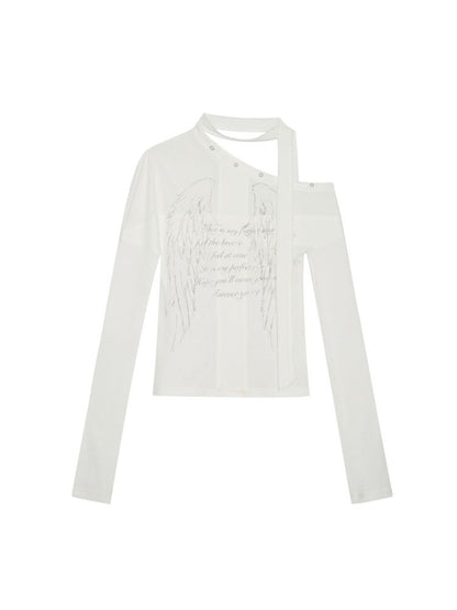 Cross Print Long Sleeve Knit Slouchy T-Shirt【s0000013892】