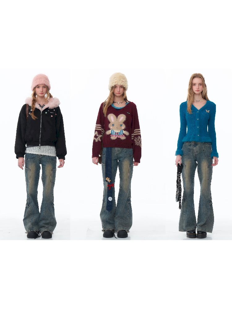 Straight Wide Leg Washed Jeans【s0000011489】