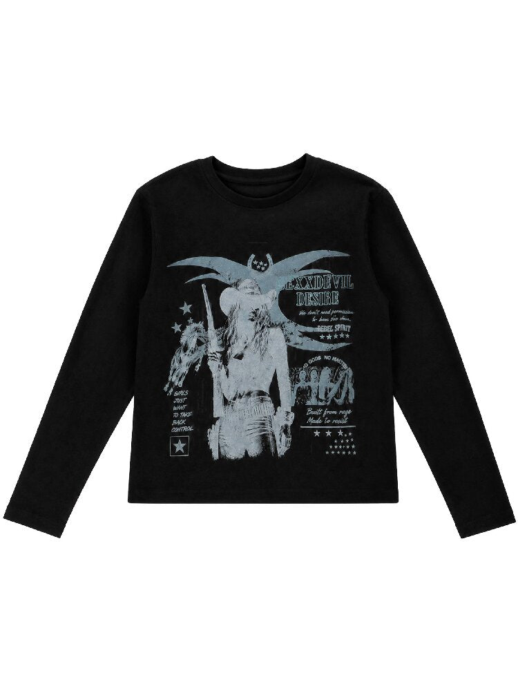 Women Digital Print Long T-Shirt【s0000018562】
