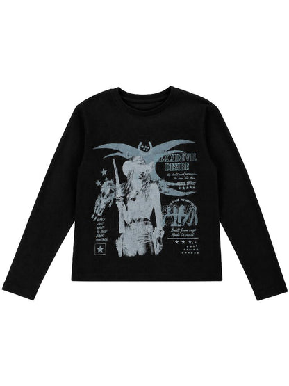 Women Digital Print Long T-Shirt【s0000018562】