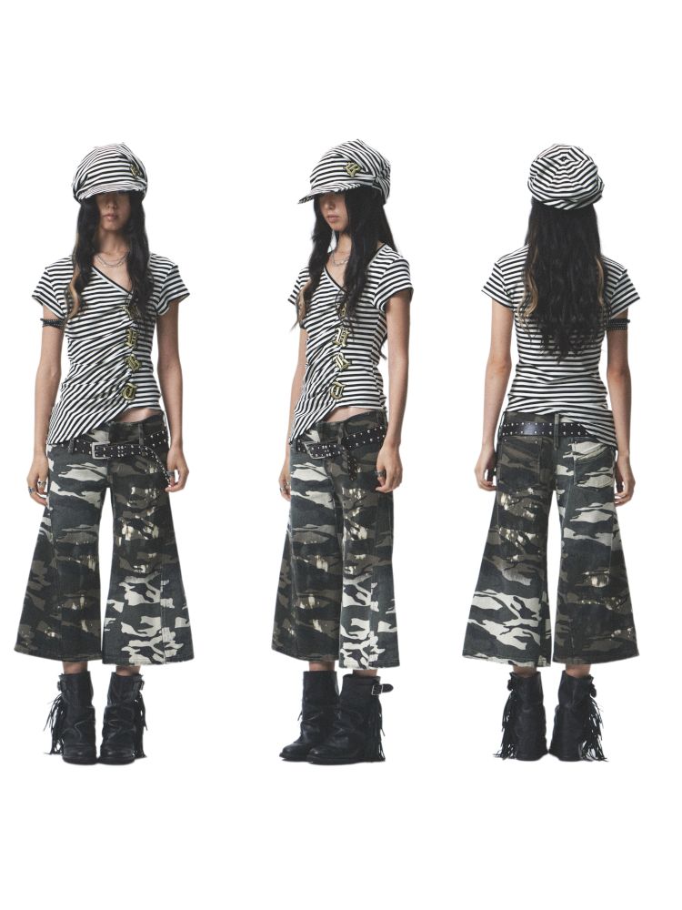 Asymmetric embroidered short-sleeved T-shirt【s0000012686】