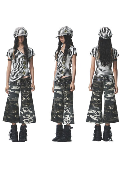 Asymmetric embroidered short-sleeved T-shirt【s0000012686】