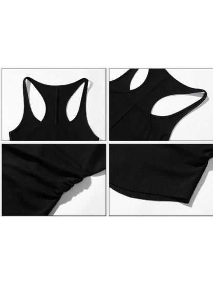 Black Lyocell U-Neck Wide Vest【s0000016251】