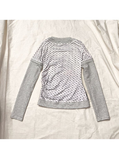 Dream Memory Island Polka Dot Slim Top【s0000011952】