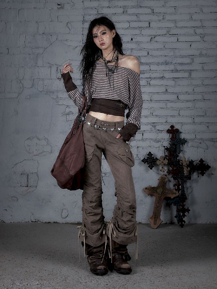 One Neck Tie Long Sleeve Short Top【s0000011832】