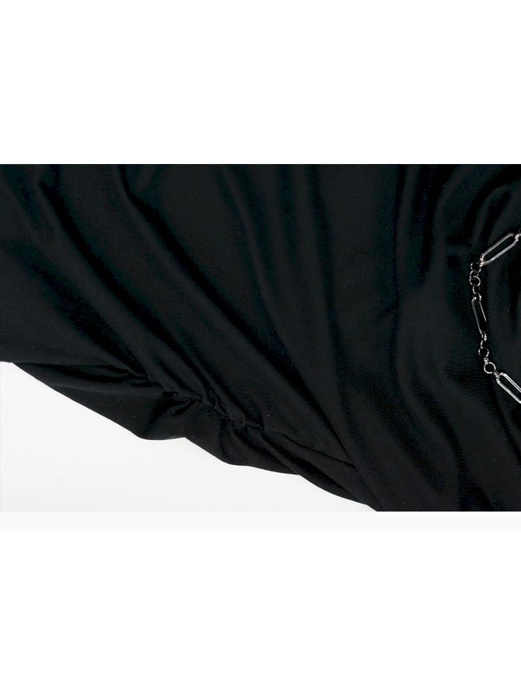 Plaid Tie-Dye Black Swing Neck Long Sleeve Blouse【s0000013887】