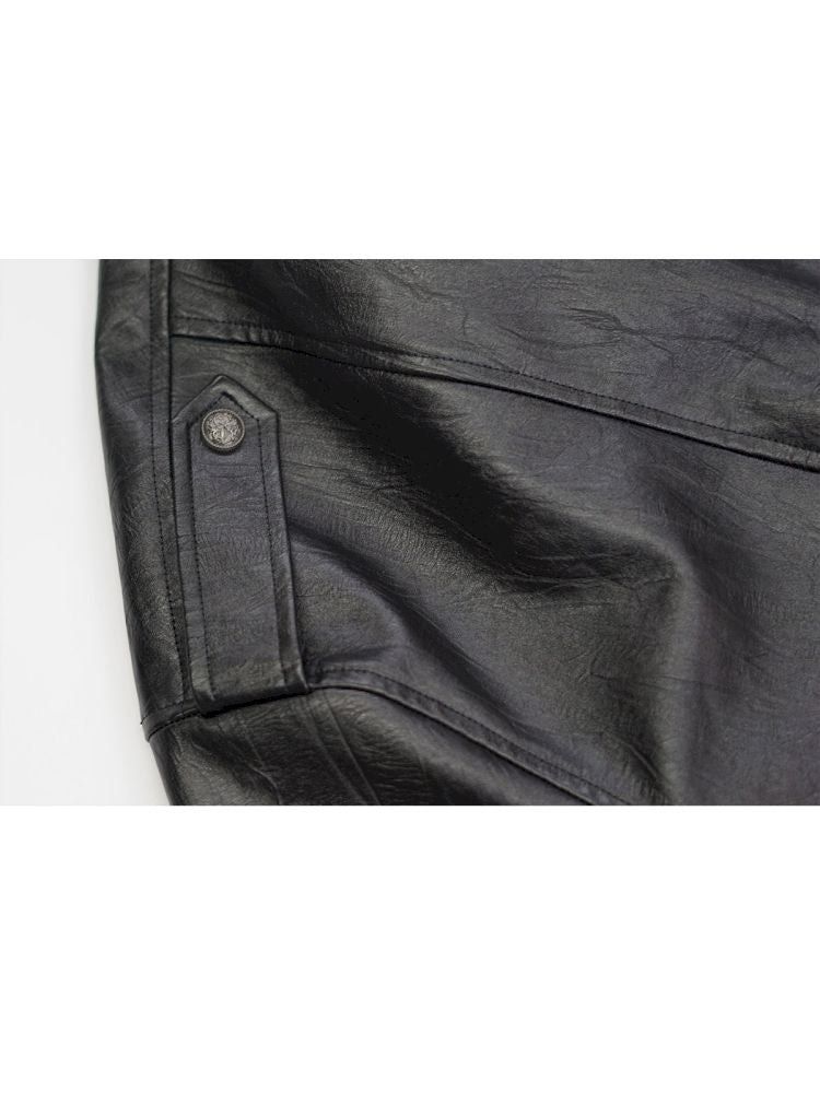 Loose black myriad leather jacket【s0000013885】