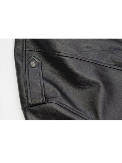 Loose black myriad leather jacket【s0000013885】