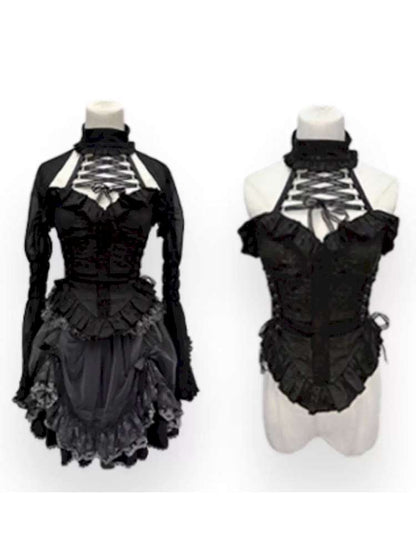 Cross Cut Out Jacquard Halter Gothic Coat【s0000014685】