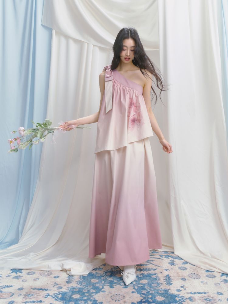 Slant Shoulder Niche Ambiance Dress【s0000012160】