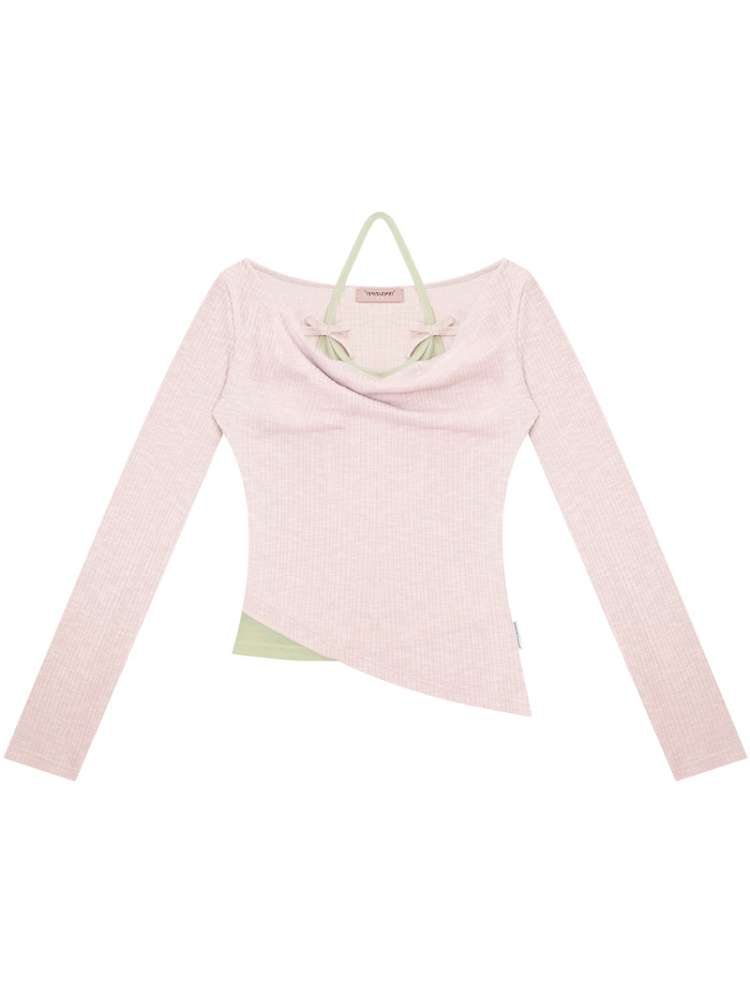 Halterneck Irregular Hem Top【s0000015435】