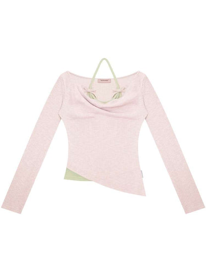 Halterneck Irregular Hem Top【s0000015435】