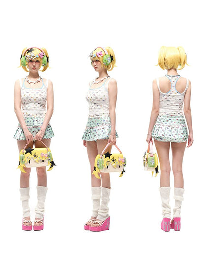 Small appliqué print pleated skirt【s0000012590】