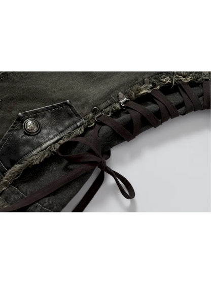 Denim Detachable Slim-Fit Hooded Jacket【s0000013951】