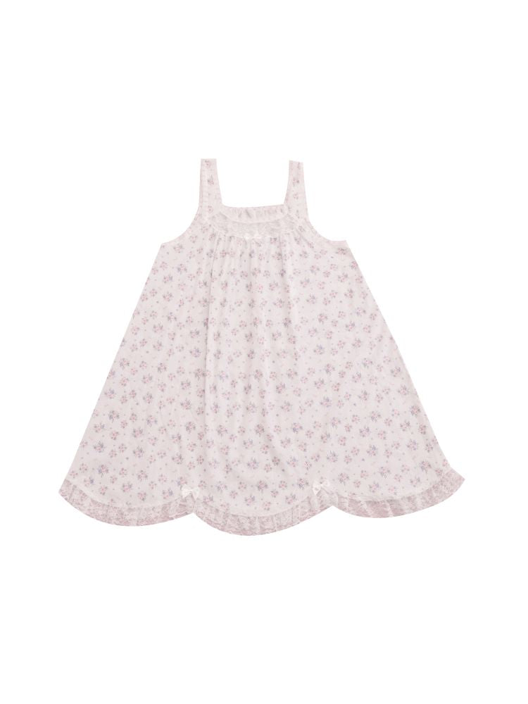 Lace petal hem smocked skirt tank dress【s0000013497】