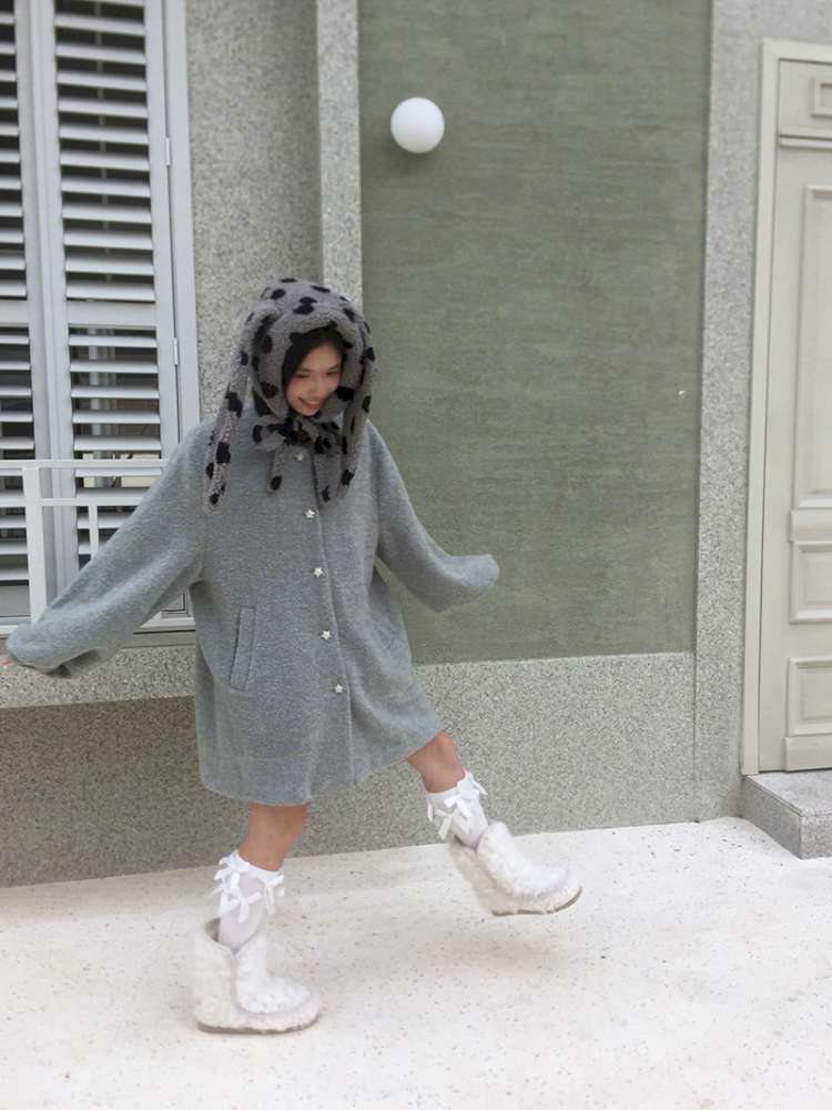 Polka Dot Shearling Rabbit Ear Hat【s0000014528】