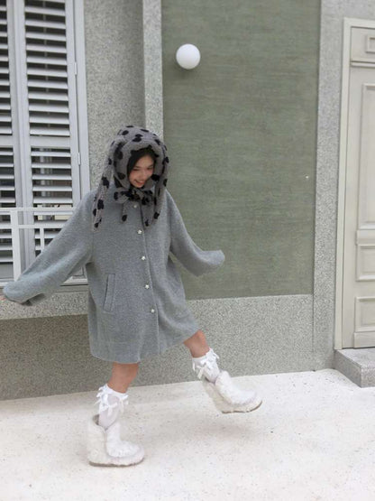 Polka Dot Shearling Rabbit Ear Hat【s0000014528】