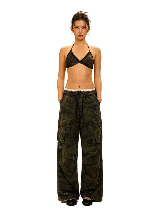 Star Rhinestone Camo Work Pants【s0000017908】
