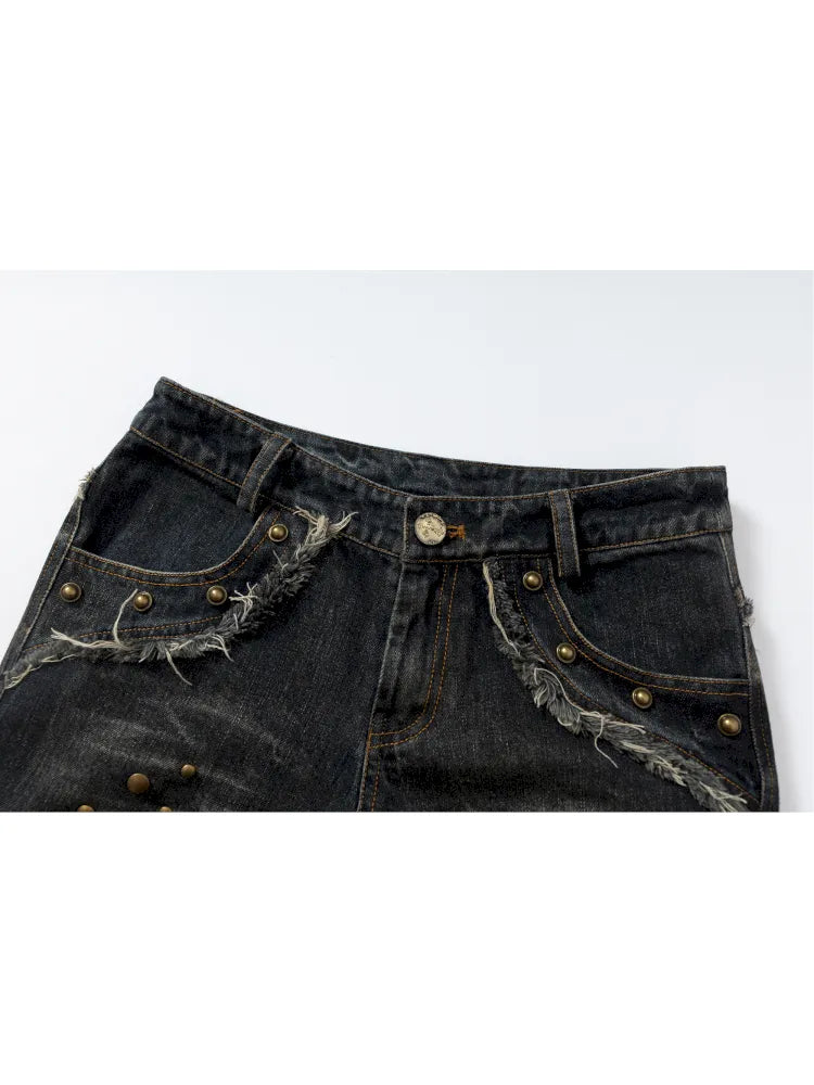 Distressed Straight-Leg Slim-Fit Jeans【s0000013946】