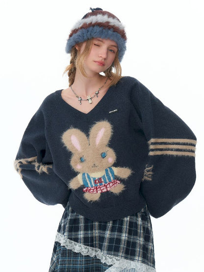 V- 넥 소프트 어두운 회색 스웨터 [S0000011496]