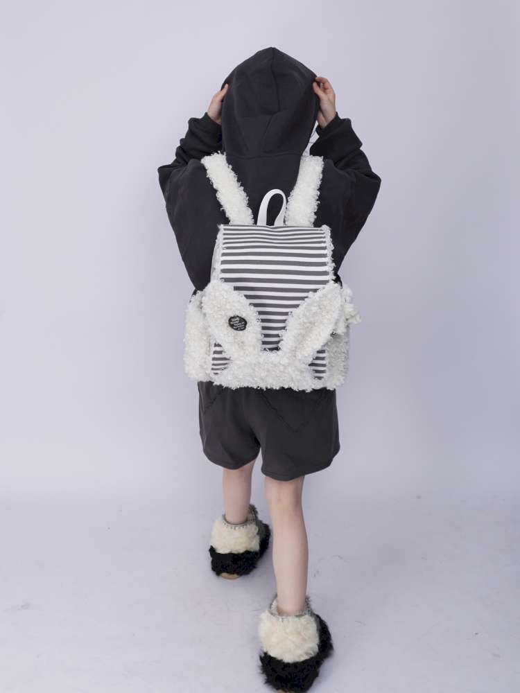 Rabbit Ears Fur Computer School Bag【s0000014615】