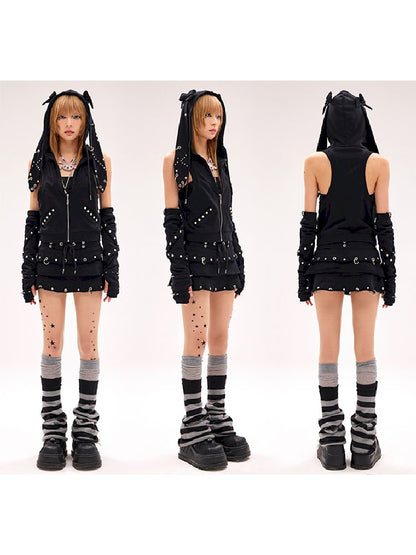 Studded Rabbit Ear Vest Jacket【s0000012182】
