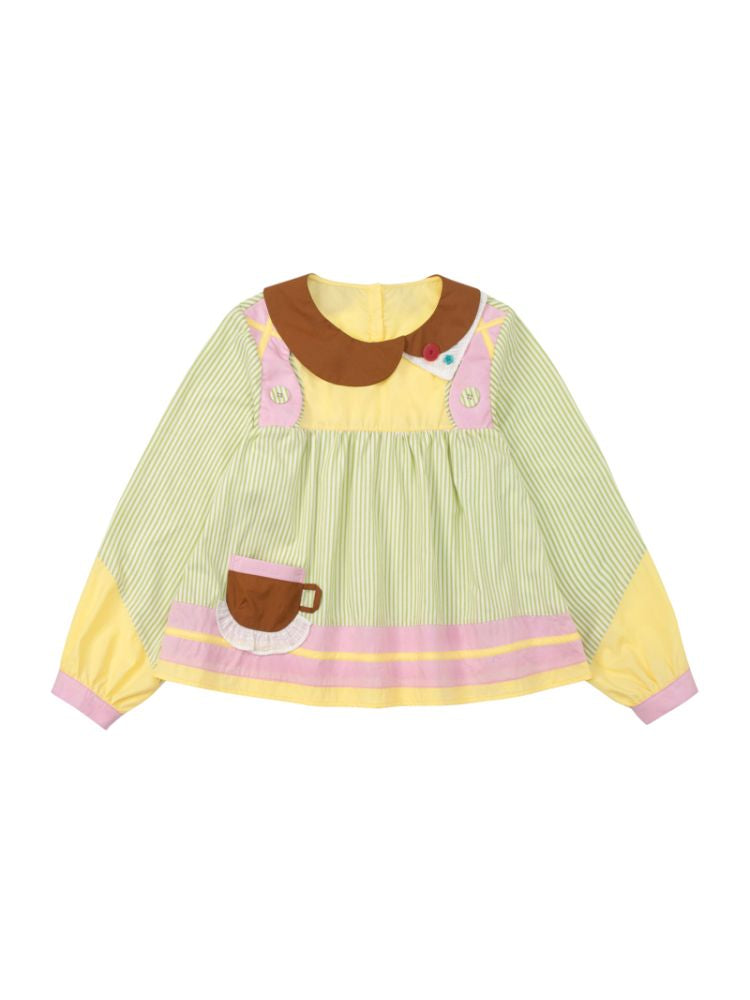 Asymmetric Neck Cute Doll Shirt【s0000013349】