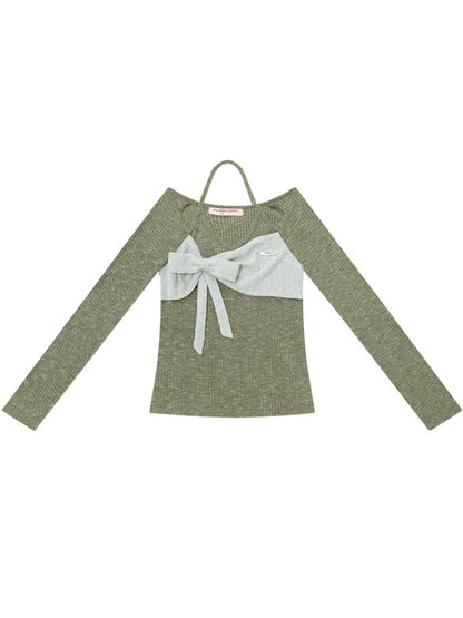 Halter Neck Long Sleeve Knit Sweater【s0000014358】