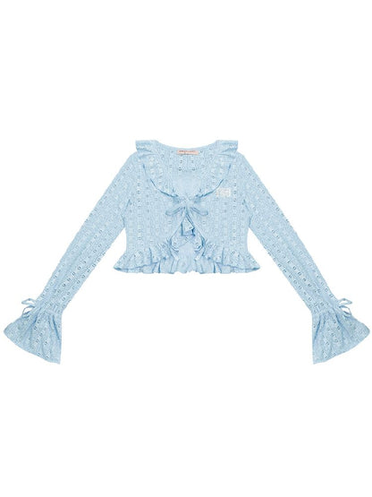 Lace Hollow Tie Knit Cardigan【s0000012228】