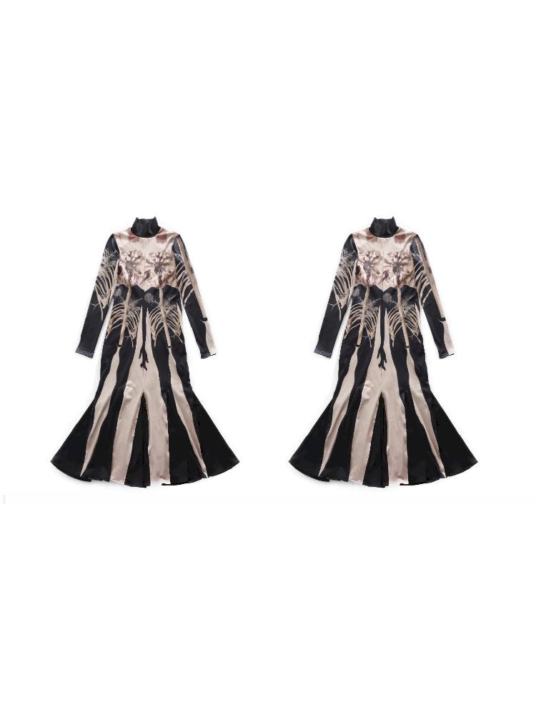 Printed Long Big Hem Dress【s0000011314】