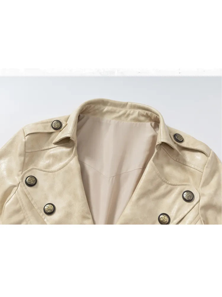 Slim-Fit Short Leather Jacket【s0000013945】