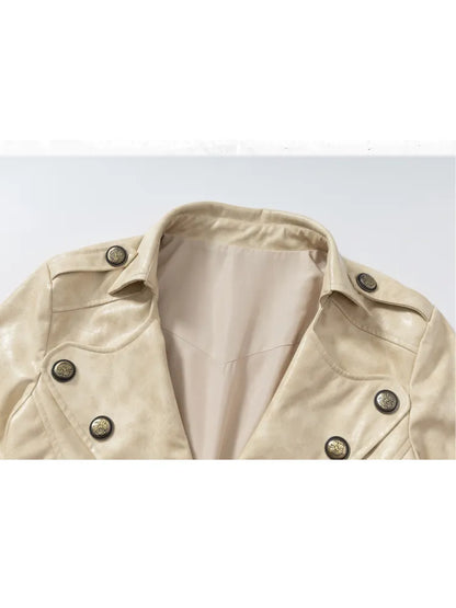 Slim-Fit Short Leather Jacket【s0000013945】