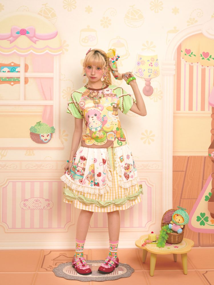 Apron Lace Plaid Vintage Half Skirt【s0000013348】